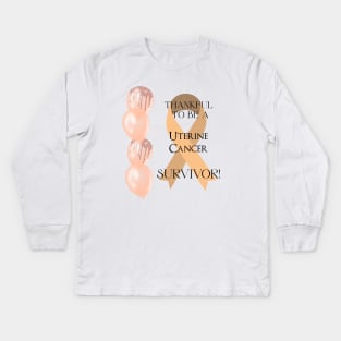 Uterine Cancer Survivor Support Kids Long Sleeve T-Shirt